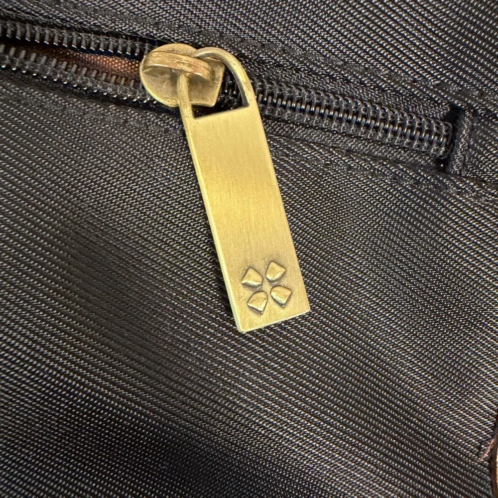 Y2K Messenger Bag Black Bronze Nylon Faux Croc Trim Grommet Detail Naturalizer